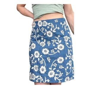 BODEN Embroidered Denim Skirt Size 6 Cotton Y2K Summer Spring Resortwear